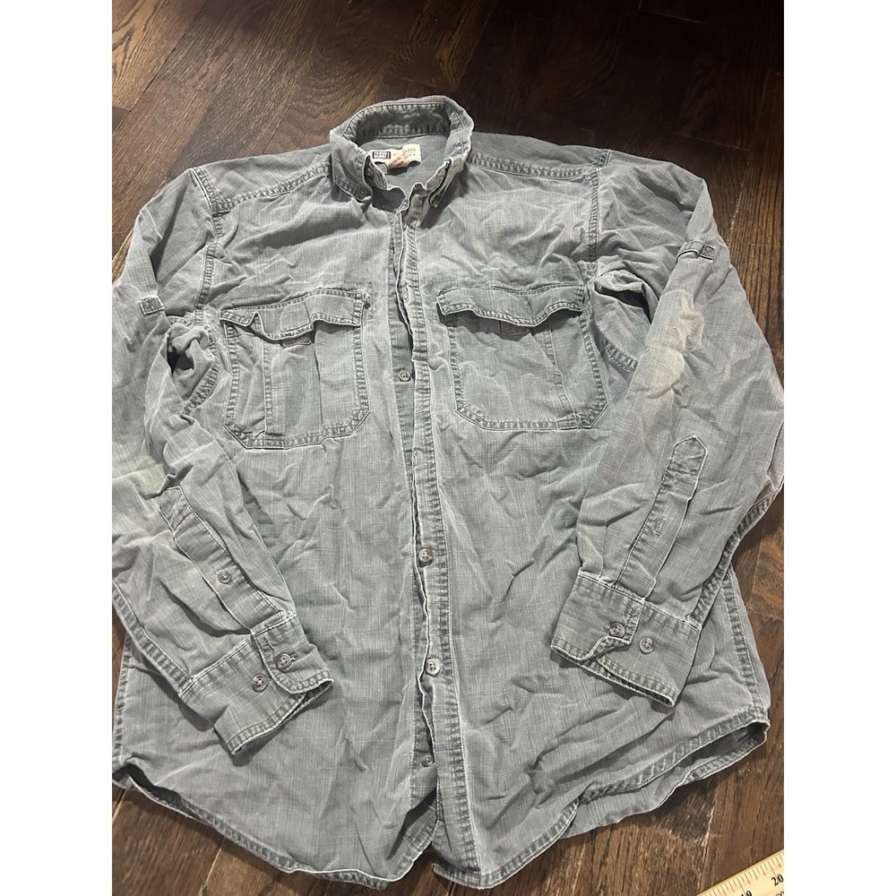 Vintage 90s Faded Glory Men's Long Sleeve Button Down Shirt Green Size Small